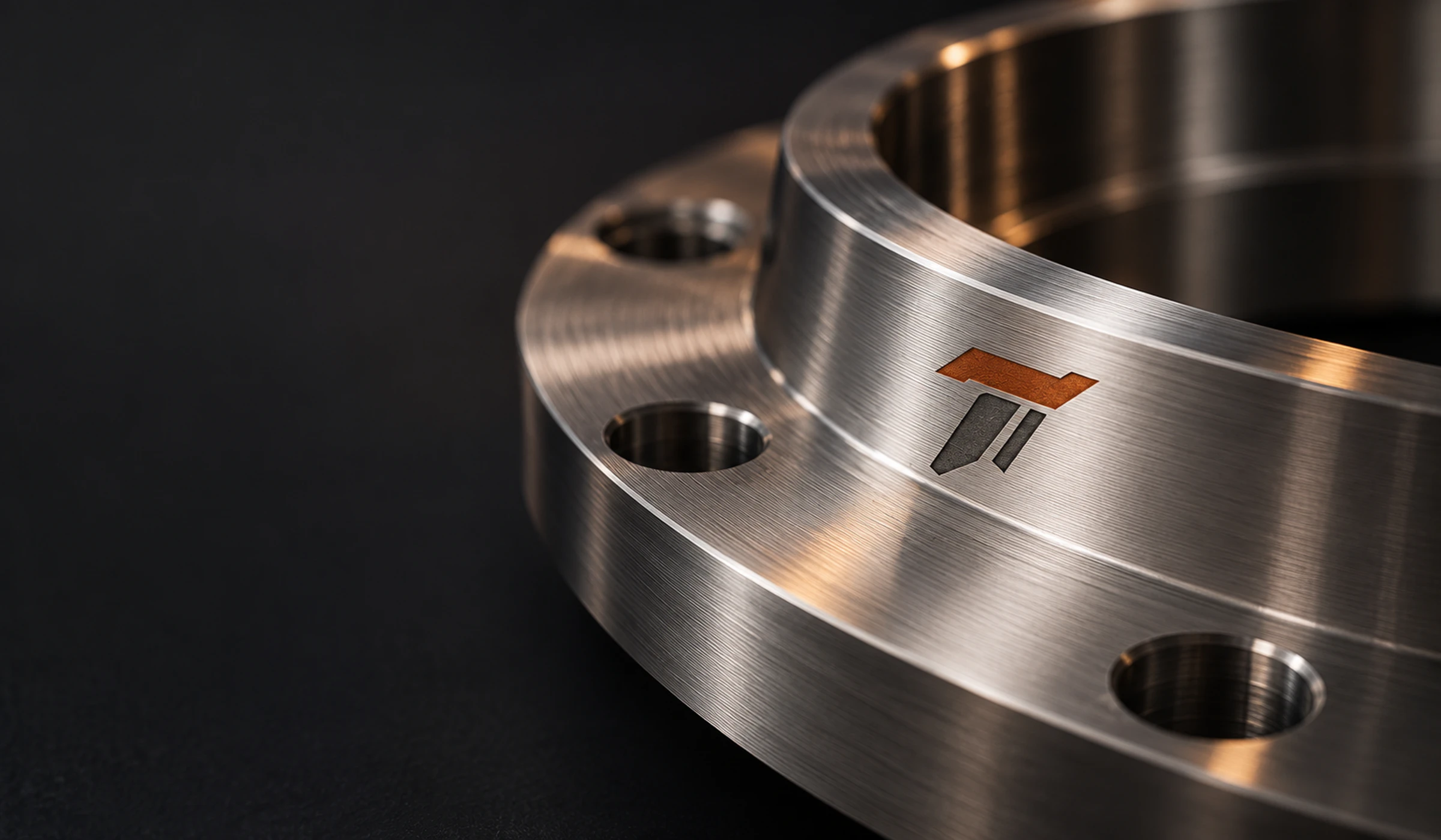 CNC-turned titanium flange with the Tenaxis mark